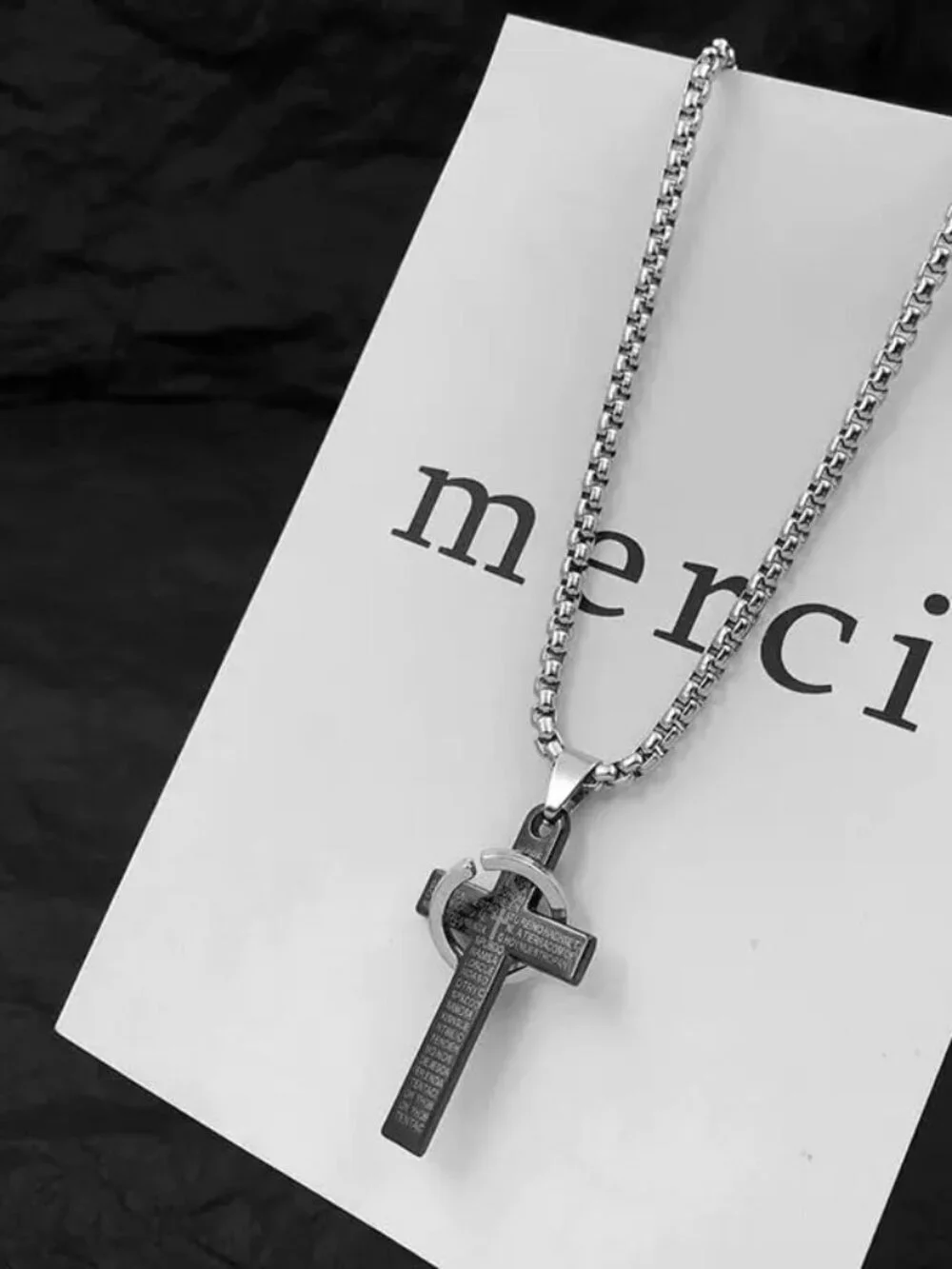 BRAND NEW Men Stainless Steel Plain Black Cross Pendant Necklace